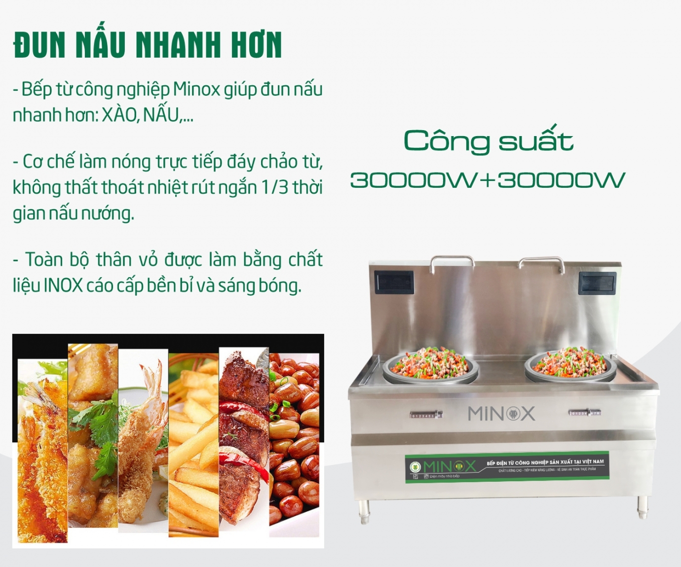 Bếp từ 30kw xào đôi trực tiếp phi 800