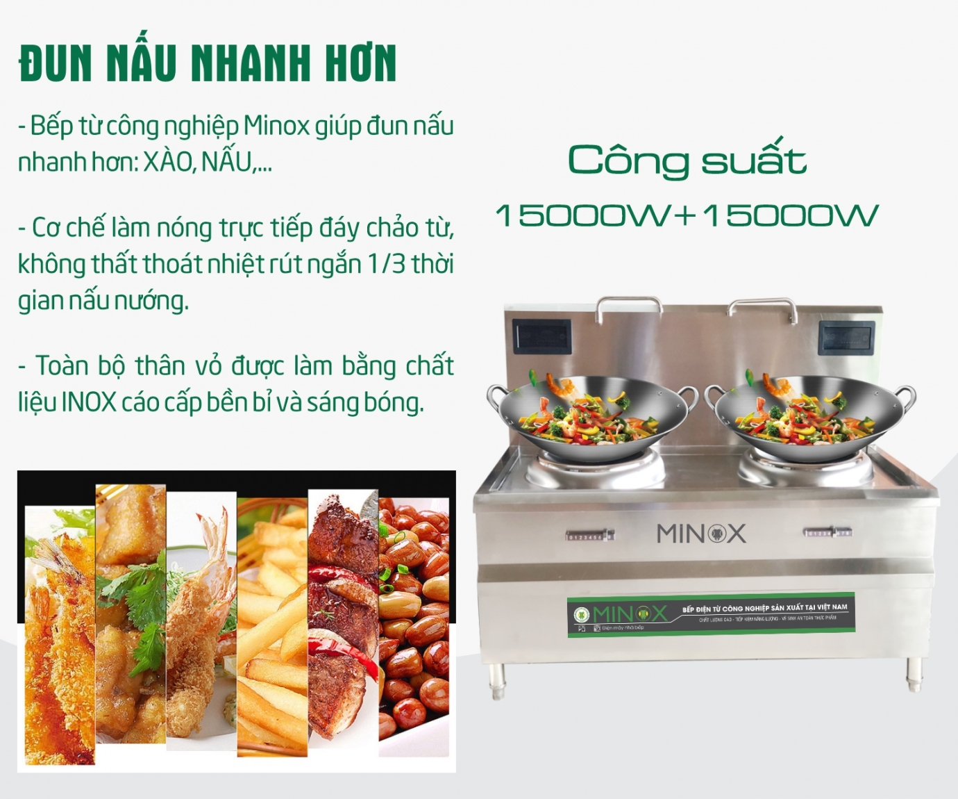 Bếp từ 15kw xào đôi công nghiệp