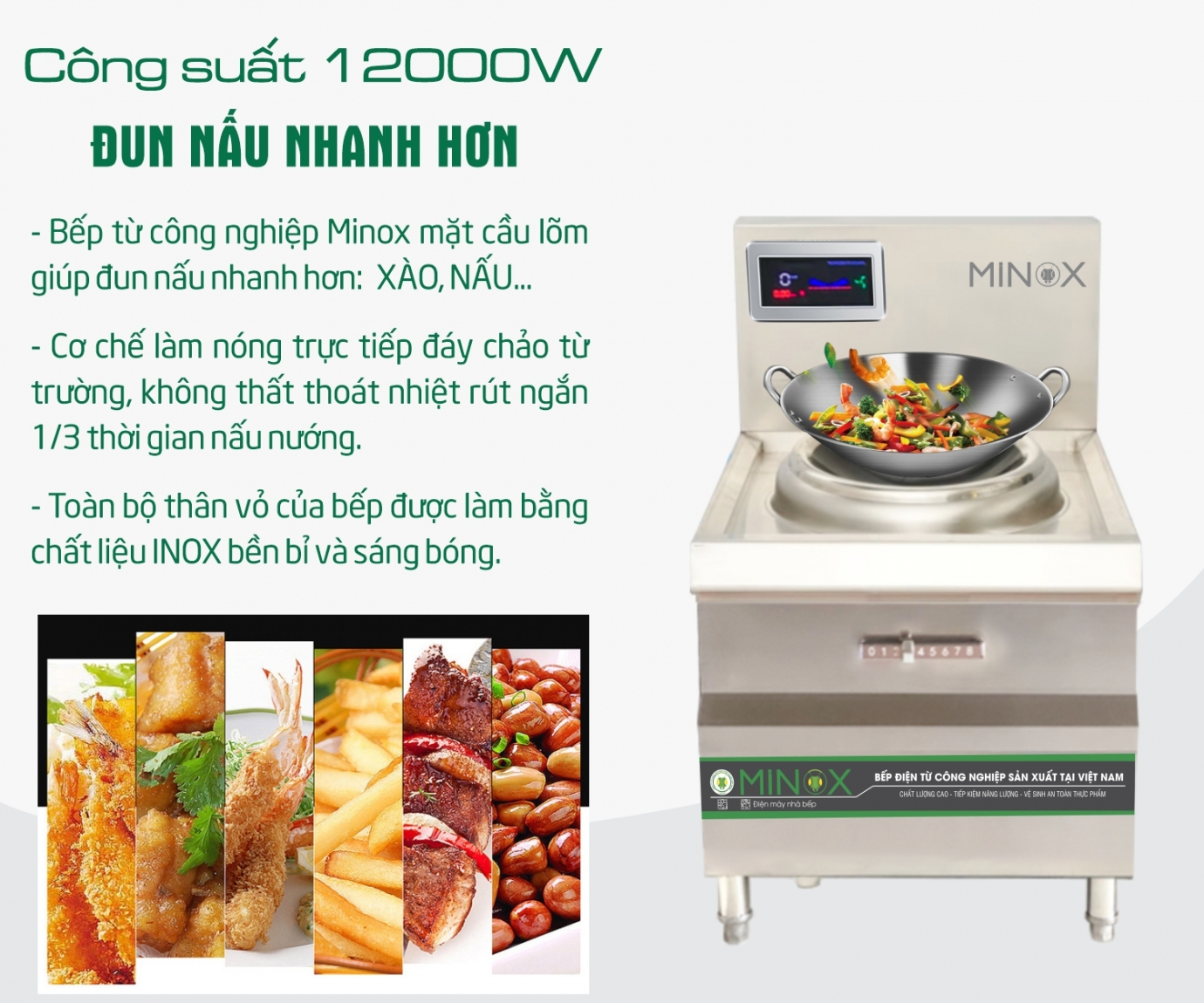 Bếp từ 12kw xào công nghiệp Minox