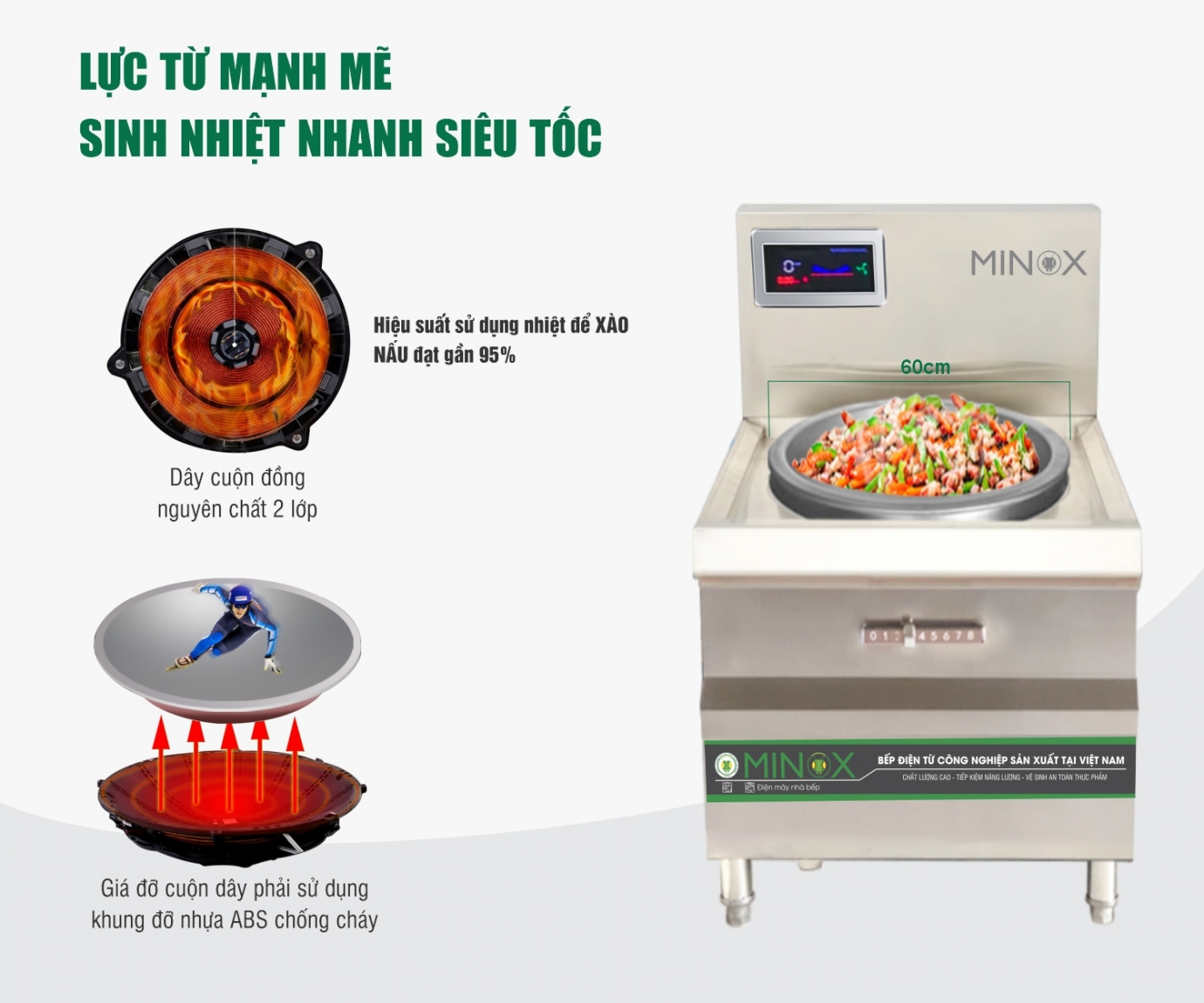 Bếp từ 8kw xào trực tiếp Minox
