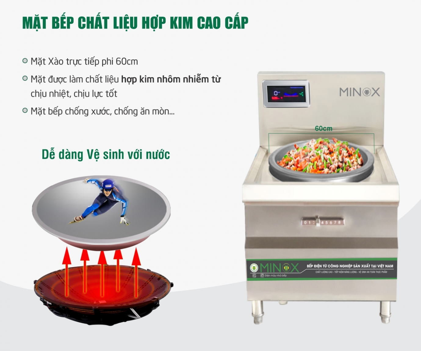 Bếp từ 8kw xào trực tiếp Minox