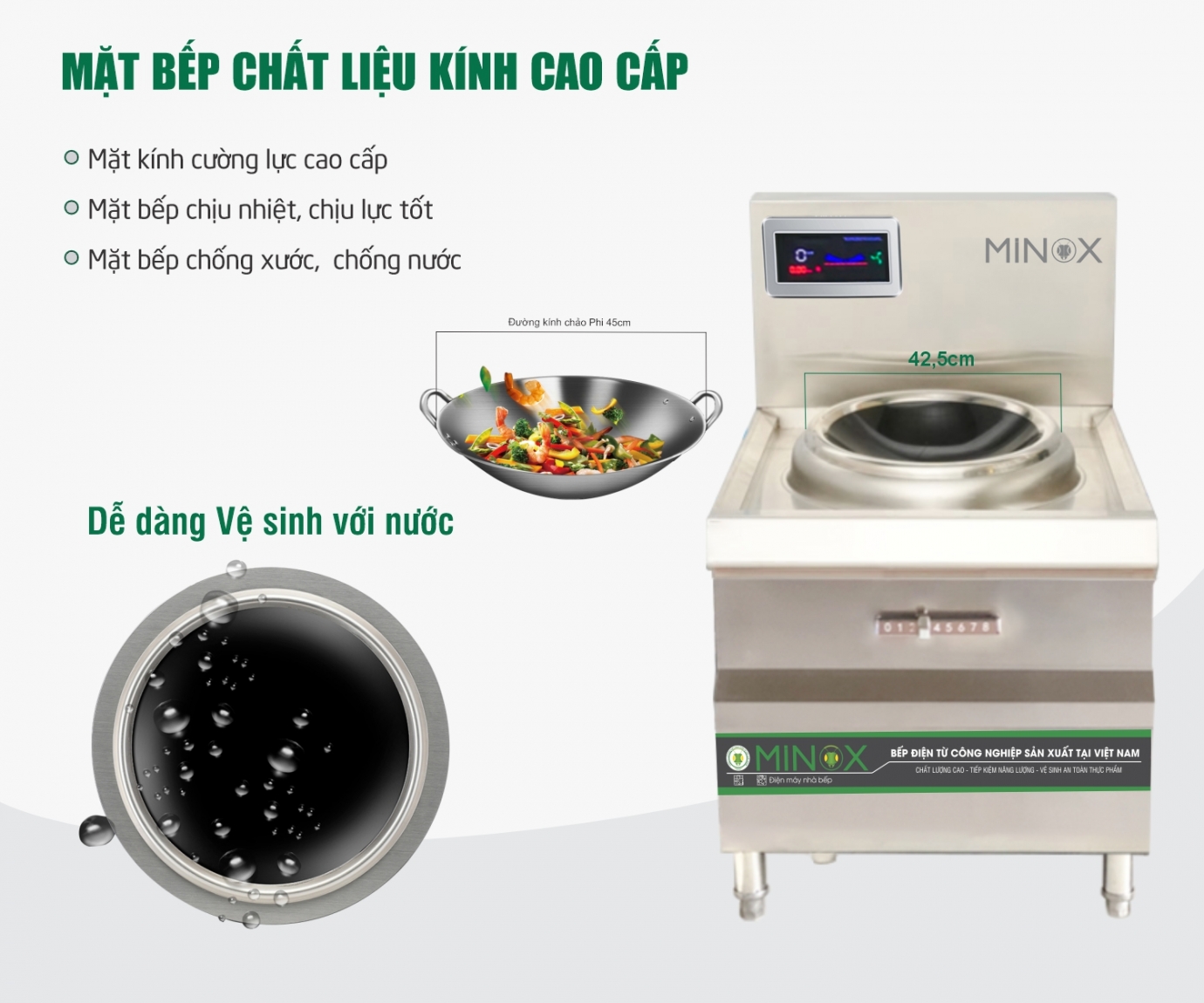 Bếp từ 8kw xào công nghiệp Minox