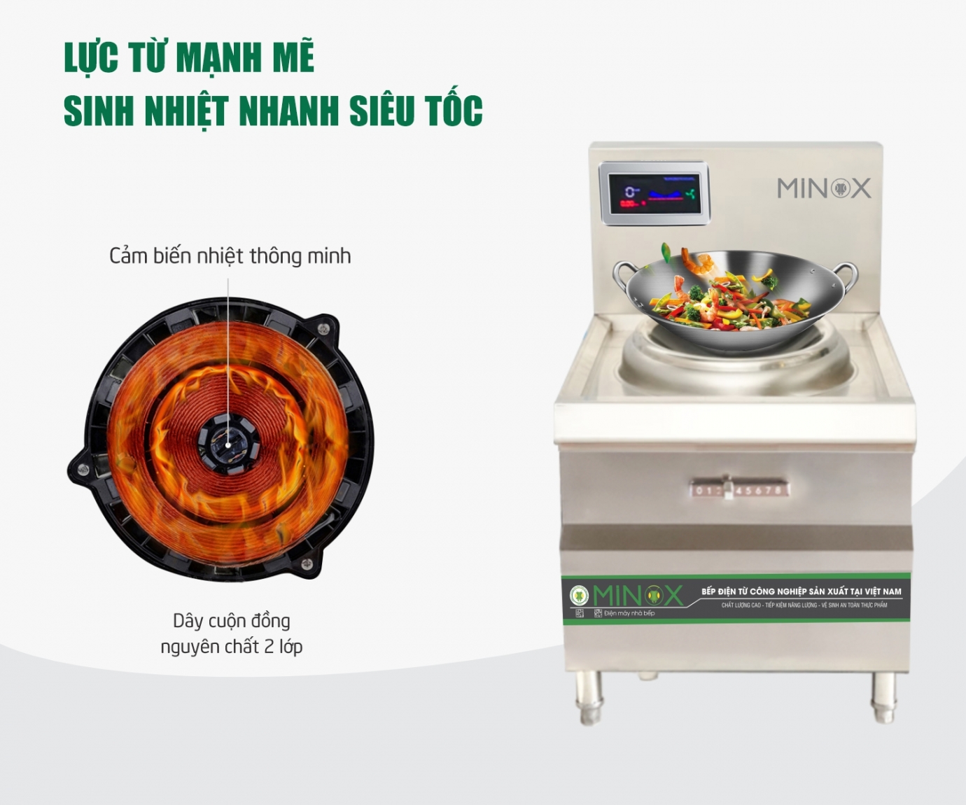 Bếp từ 8kw xào công nghiệp Minox