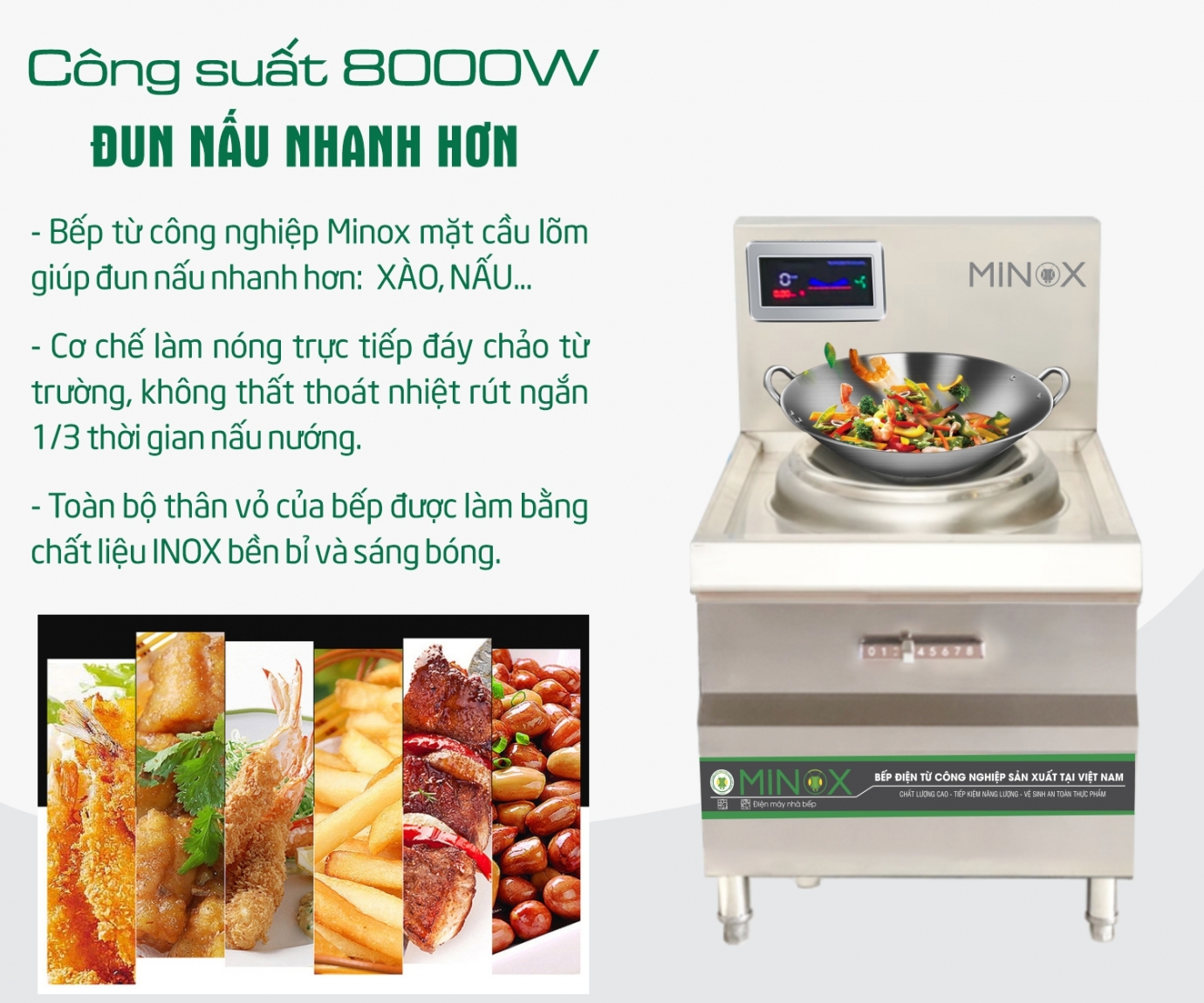 Bếp từ 8kw xào công nghiệp Minox