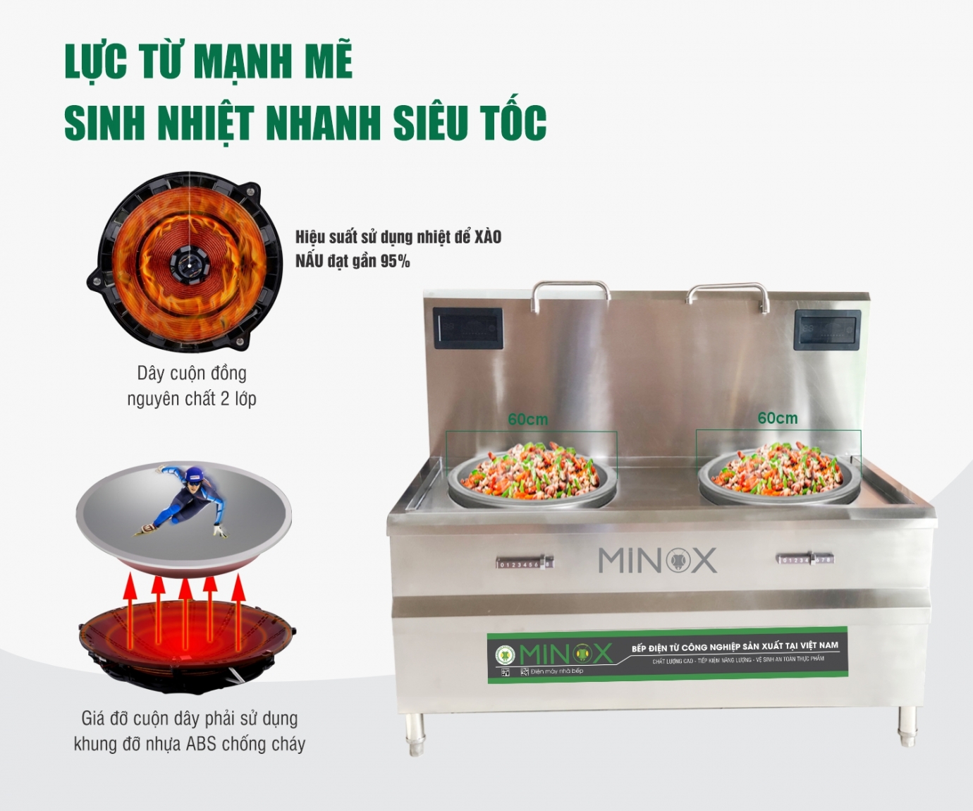 Bếp từ đôi 8kw xào trực tiếp