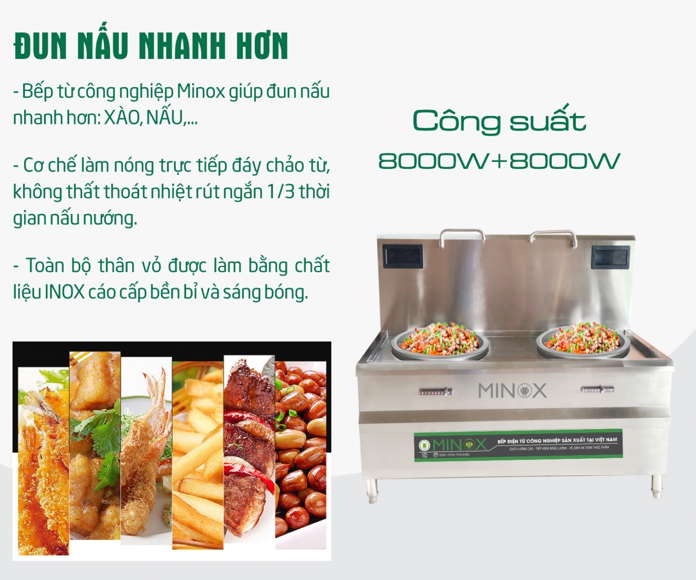 Bếp từ đôi 8kw xào trực tiếp