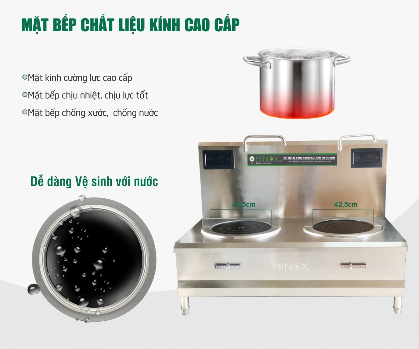 Bếp từ đôi 8kw hầm công nghiệp