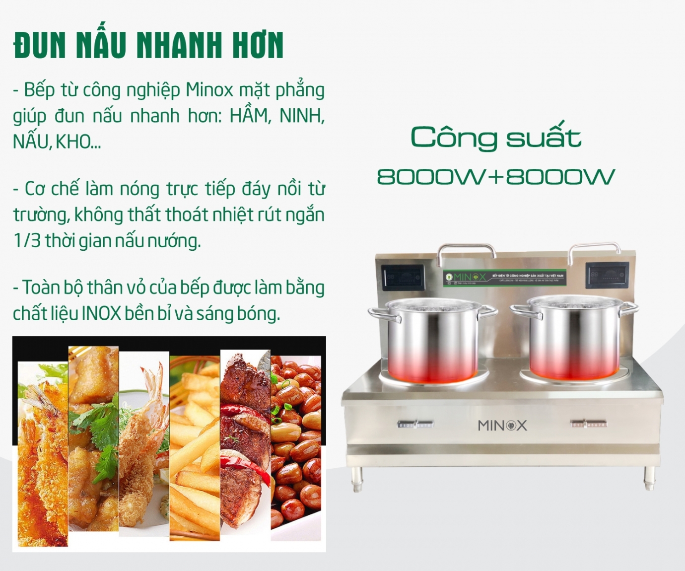 Bếp từ đôi 8kw hầm công nghiệp