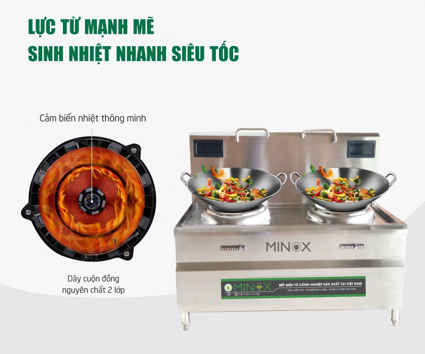 Bếp từ 8kw xào đôi công nghiệp