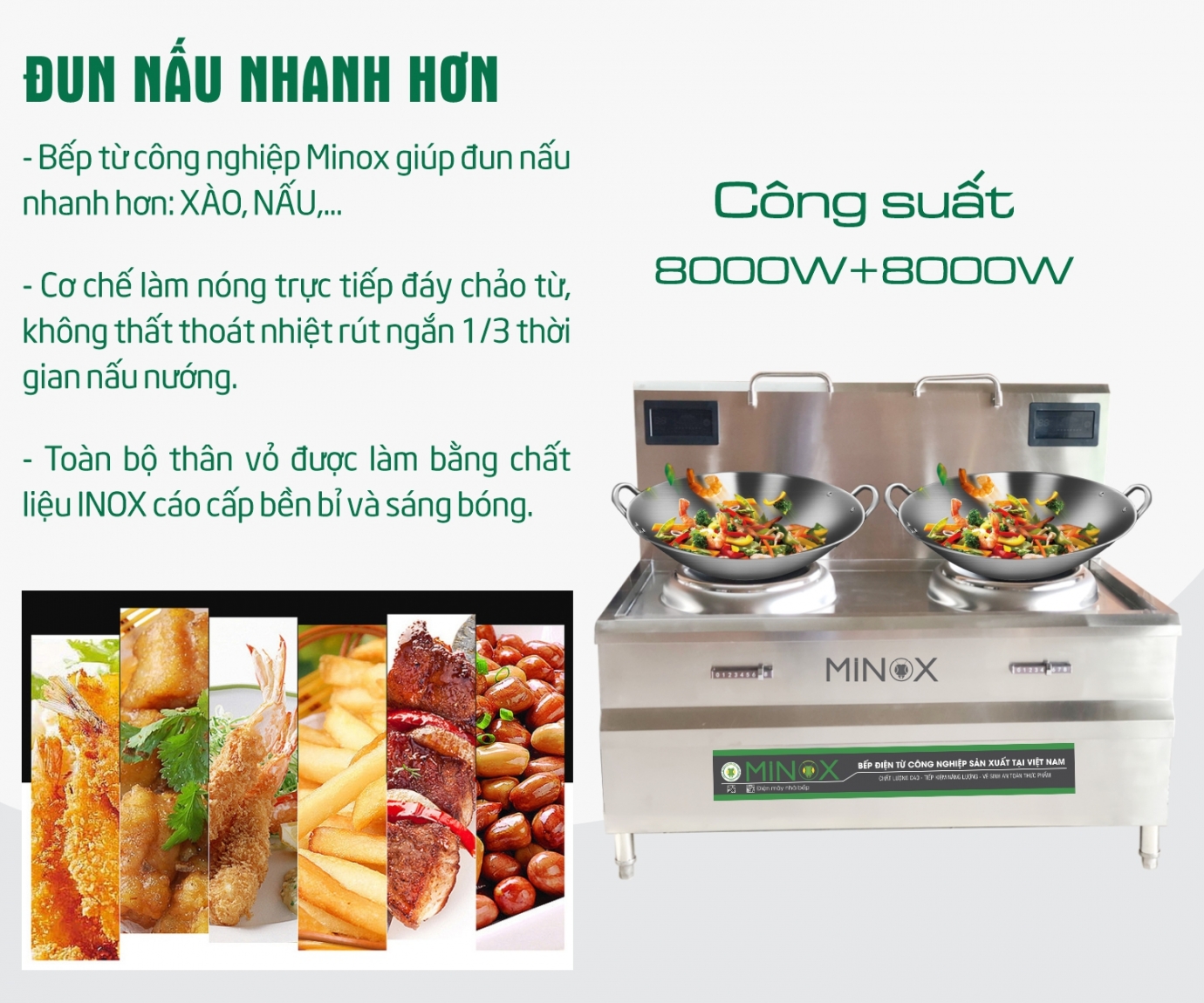Bếp từ 8kw xào đôi công nghiệp