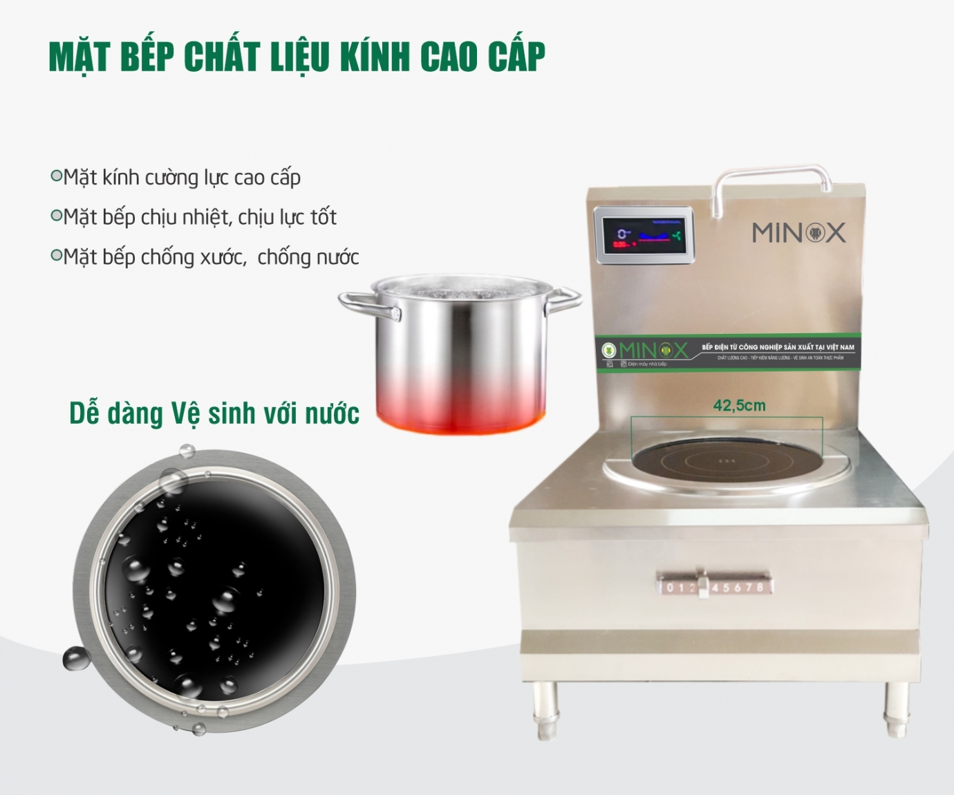 Bếp từ 8kw hầm công nghiệp Minox