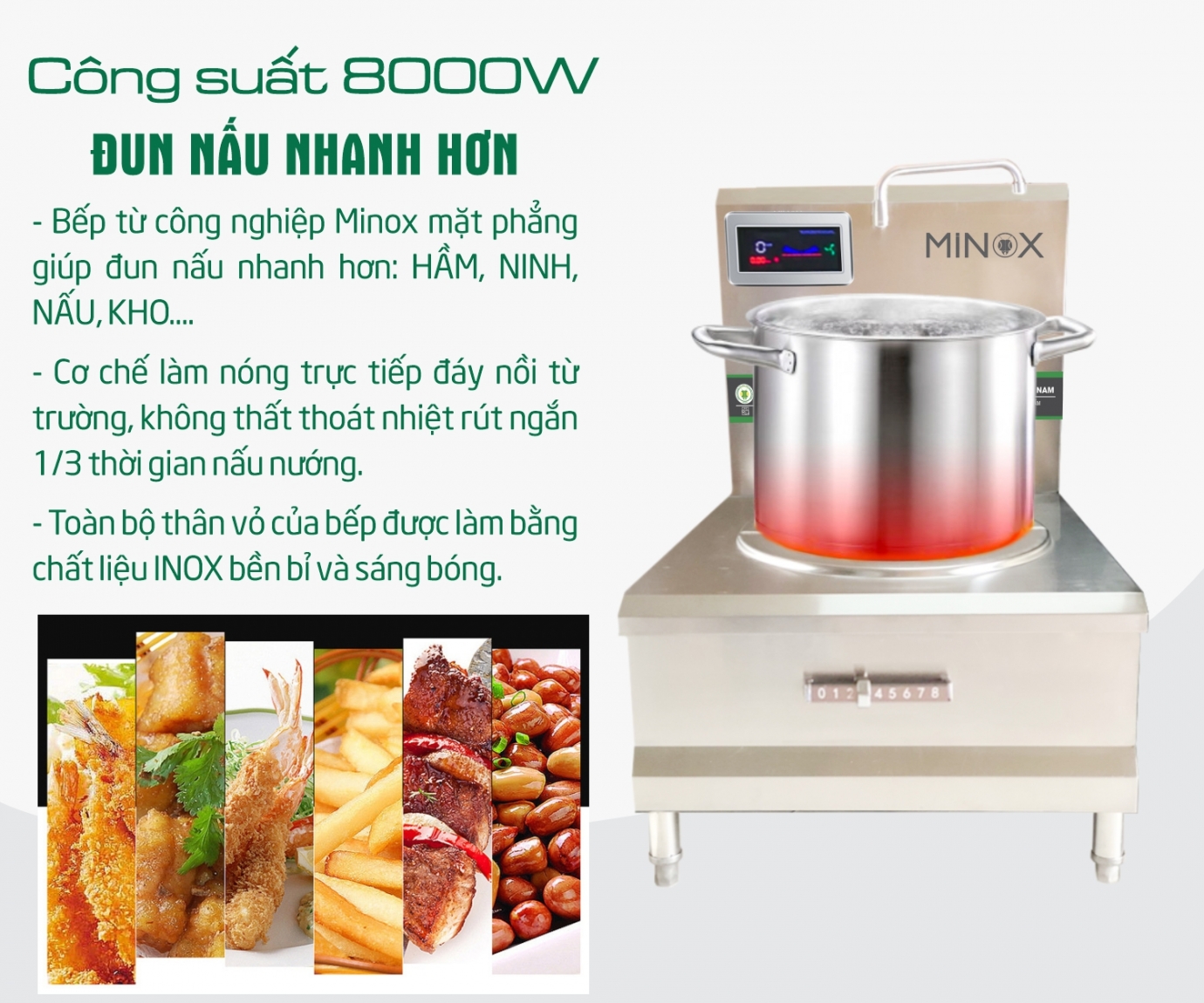 Bếp từ 8kw hầm công nghiệp Minox