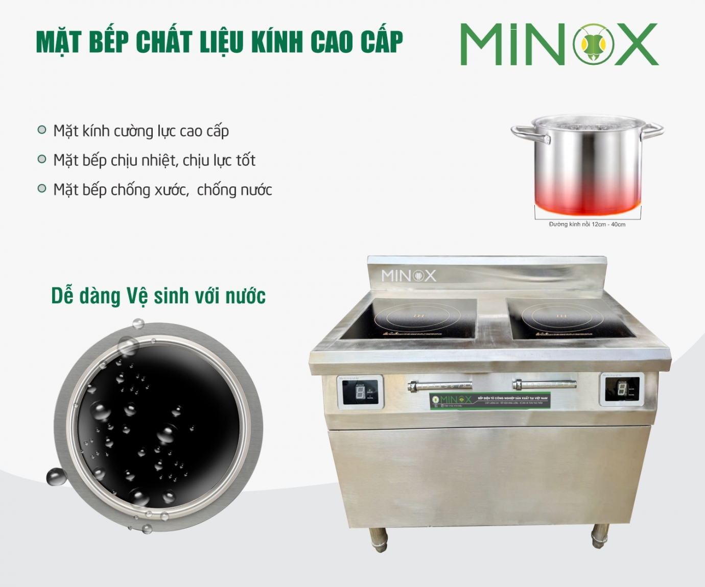 Bếp từ đôi 5kw hầm công nghiệp