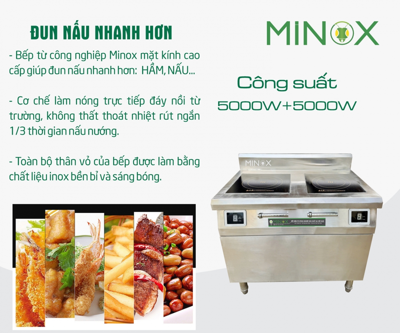 Bếp từ đôi 5kw hầm công nghiệp
