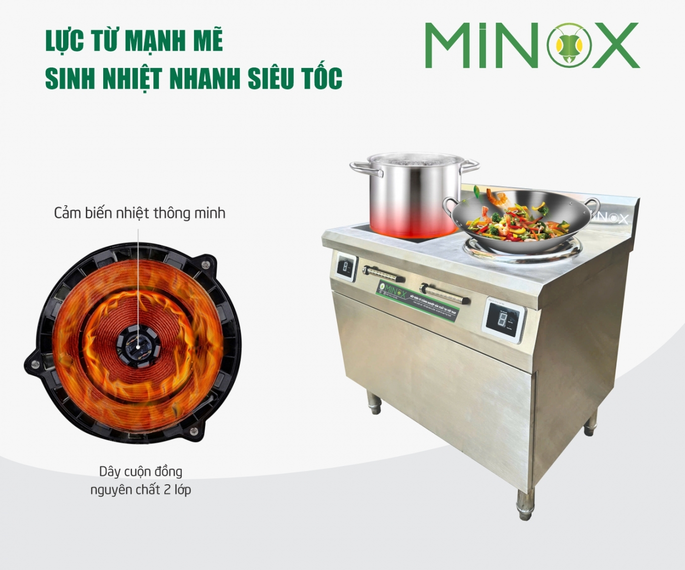 Bếp từ đôi 5kw xào hầm công nghiệp