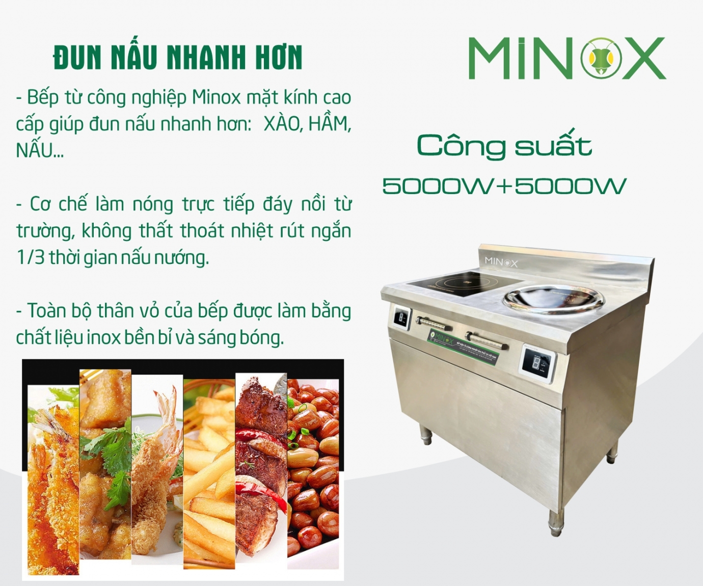 Bếp từ đôi 5kw xào hầm công nghiệp