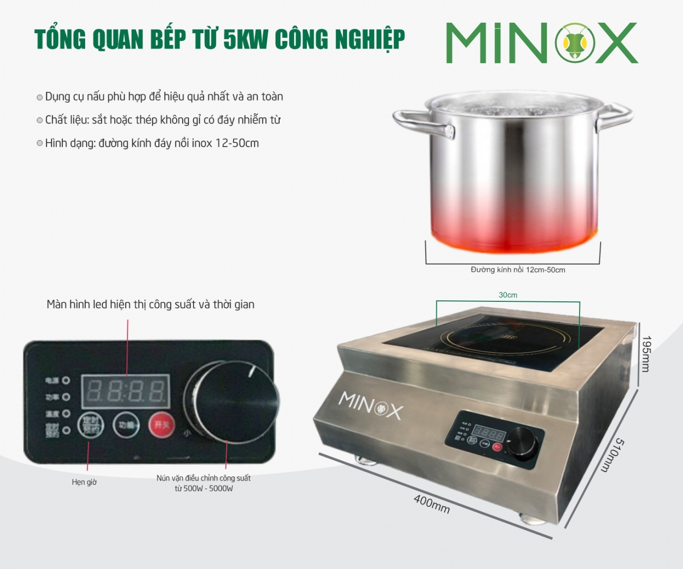 Bếp từ 5kw hầm công nghiệp
