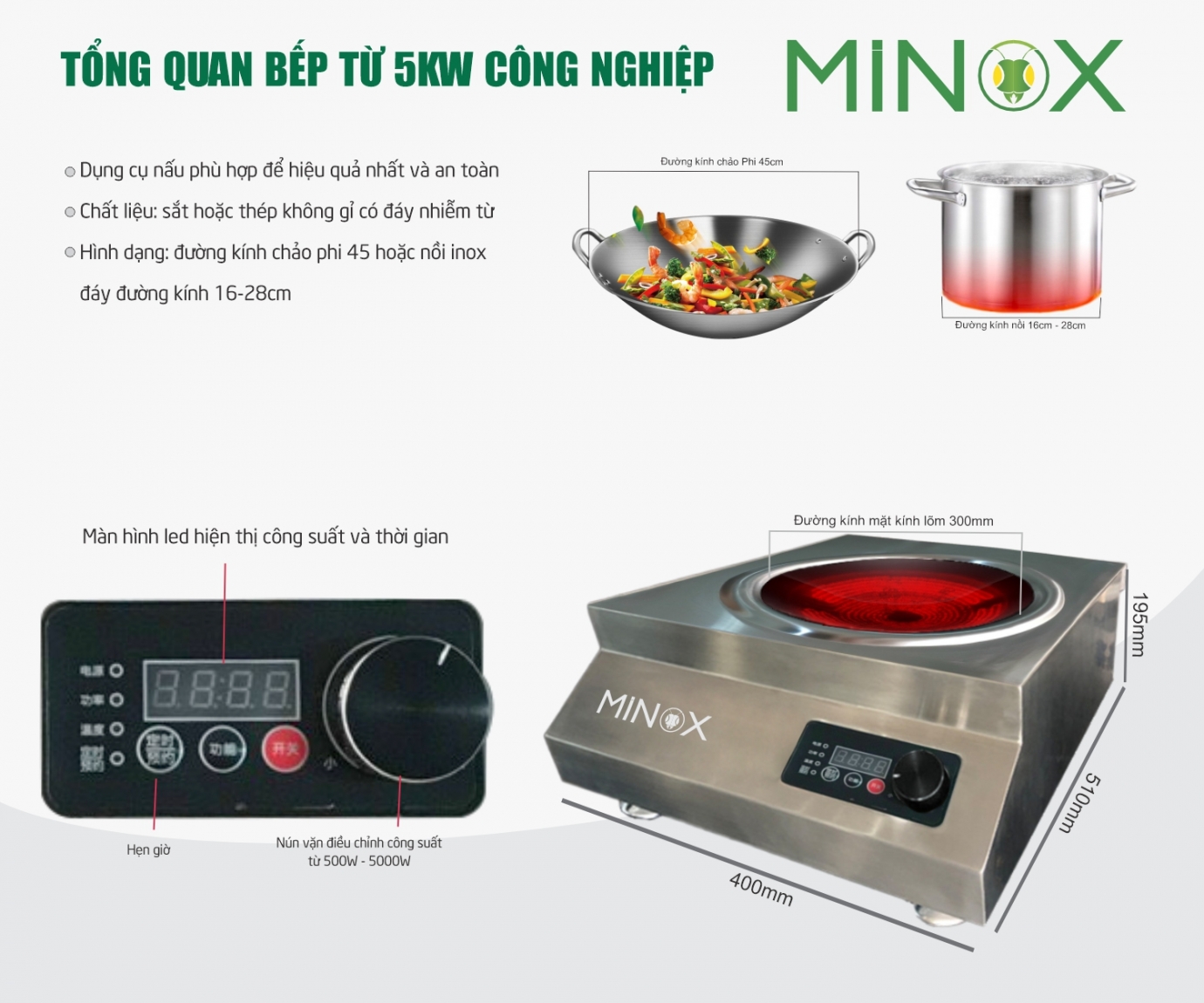 Bếp từ 5kw xào công nghiệp