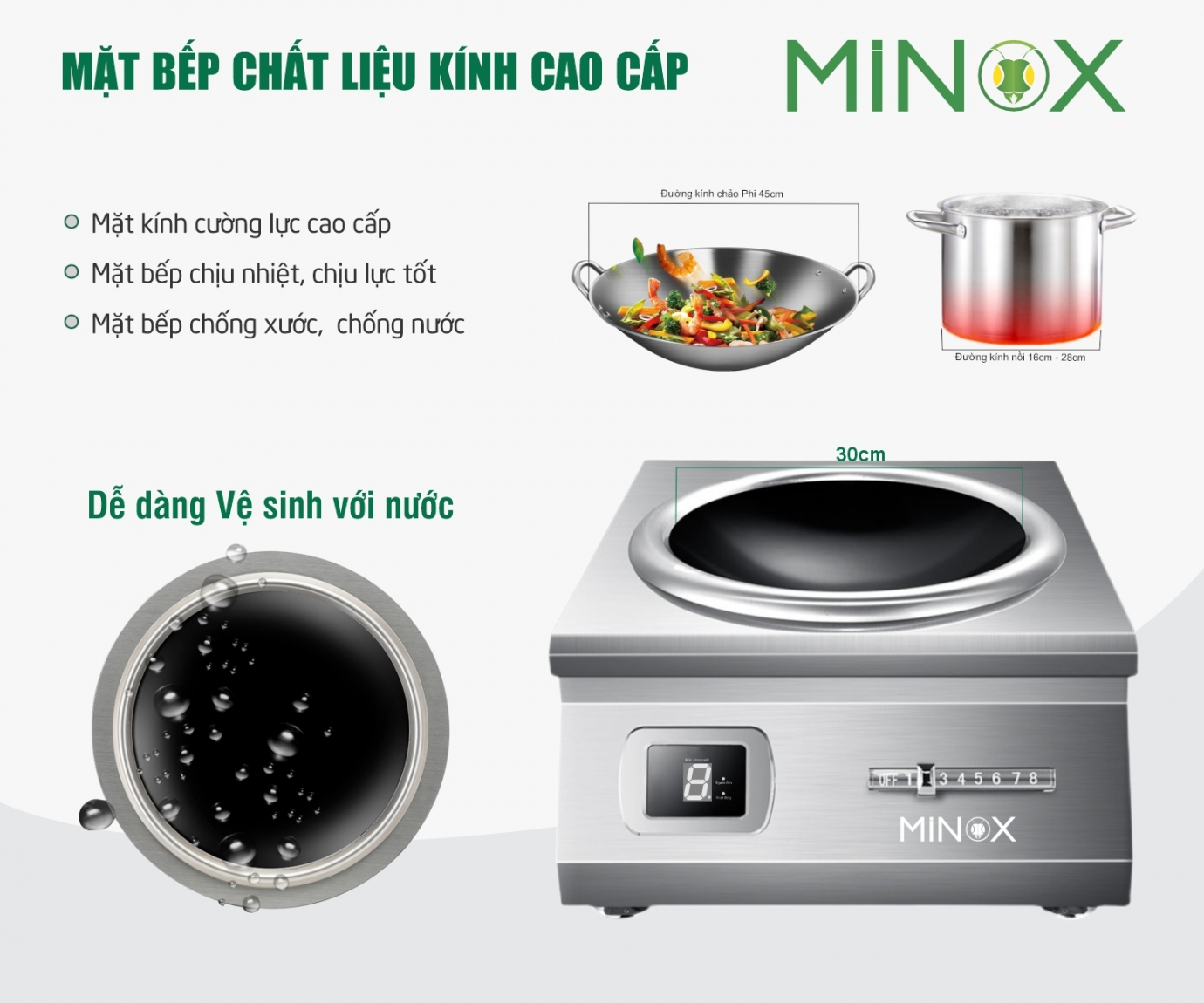 Bếp từ 5kw xào công nghiệp Minox