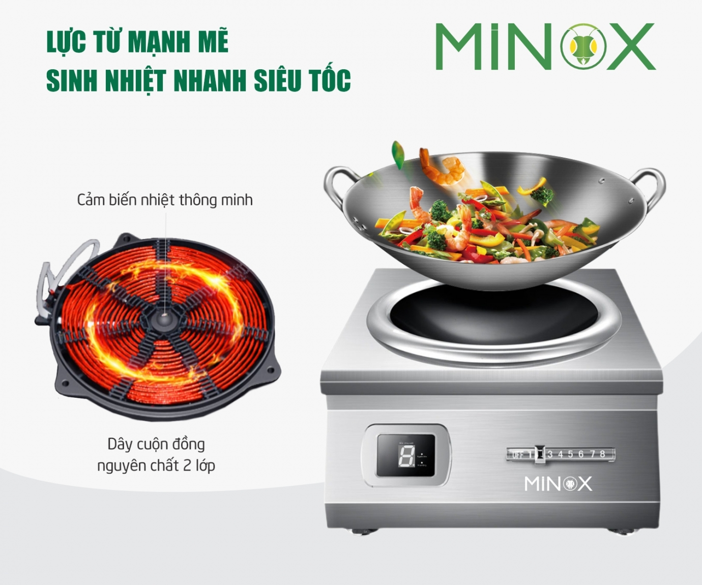 Bếp từ 5kw xào công nghiệp Minox