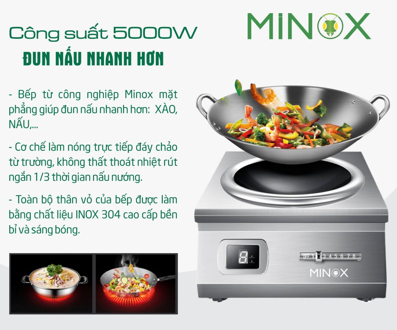 Bếp từ 5kw xào công nghiệp Minox
