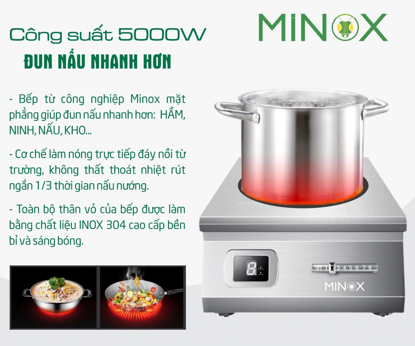 Bếp từ 5kw công nghiệp Minox