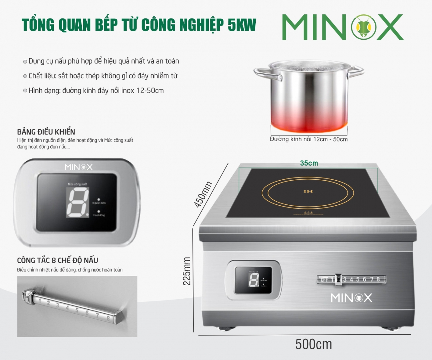 Bếp điện từ 5kw công nghiệp